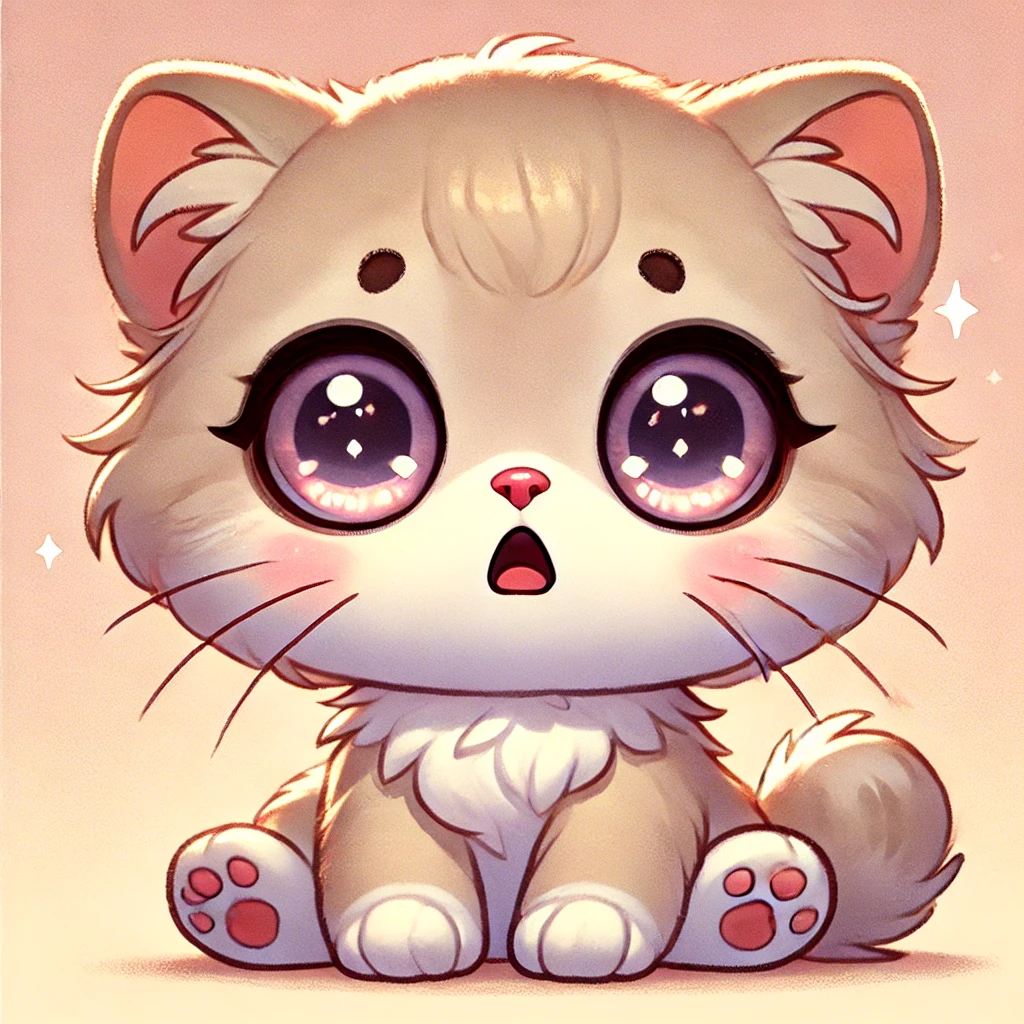 Surprised kitten pointing