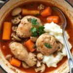 Rustikk Coq au Vin fransk oppskrift, Sunnere kyllinggryte med franske smaker, Tradisjonell Coq au Vin med en vri, Fransk mat sunnere Coq au Vin, Enkel og rustikk kyllinggryte oppskrift, Sunn Coq au Vin for familier, Klassisk fransk Coq au Vin alternativ, Sunn gryteoppskrift med rødvin, Hvordan lage sunn Coq au Vin, Autentisk fransk kyllinggryte hjemme, Lette gryteretter fransk Coq au Vin, Glutenfri rustikk Coq au Vin, Sunn kyllinggryte med vin, Langtidskokt Coq au Vin uten meieriprodukter, Gryterett for vinelskere fransk Coq au Vin, Rustikk fransk gryte til middag, Lavkarbo Coq au Vin variant, Enkelt måltid med sunn fransk kylling, Familiefavoritt oppskrift på sunn Coq au Vin, Vegetarisk alternativ til klassisk Coq au Vin
