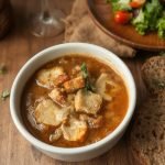 Gylden løksuppe med sprø fullkornskrutonger, Aromatisk suppeoppskrift til hverdagsmat, Enkel og sunn løksuppe med smak, Fransk løksuppe for hele familien, Hvordan lage gylden aromatisk løksuppe, Løksuppe med fullkornsbrød som tilbehør, Sunn og kremet suppe med løk, Glutenfri løksuppe med hjemmelagde krutonger, Langtidskokt løksuppe for ekstra smak, Vegetarisk løksuppe med rik aroma, Lavkarbo oppskrift på løksuppe med twist, Klassisk fransk løksuppe uten melk, Lettvint løksuppe med sunn topping, Sunn middag løksuppe med fullkorn, Aromatisk suppe med smak av urter, Oppskrift gylden løksuppe med krutonger, Hjemmelaget løksuppe på budsjett, Rustikk løksuppe med fyldig smak, Sunn løksuppeoppskrift med lavt kaloriinnhold, Enkelt måltid løksuppe med fullkornskrutonger