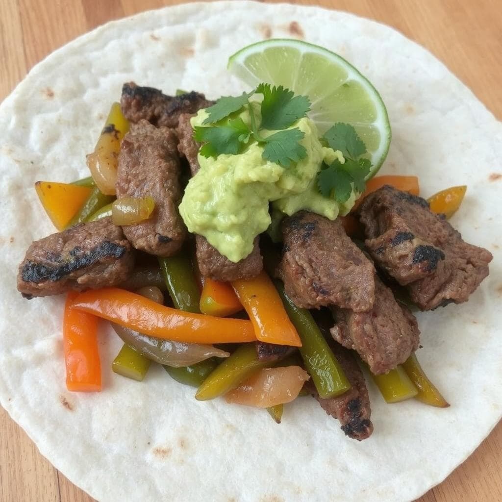 Flank steak fajitas oppskrift, biff fajitas, Tex-Mex fajitas med biff.