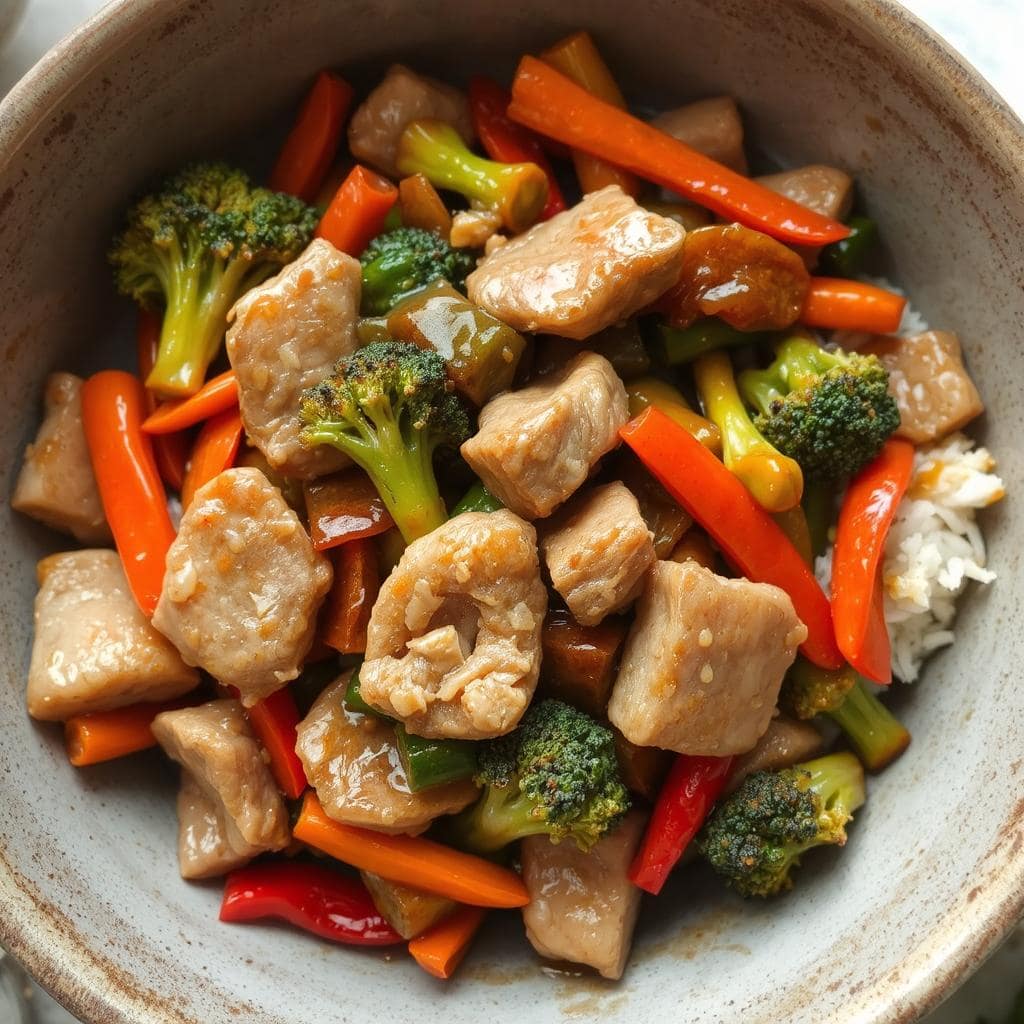 Grønnsaksgryte
med Svinekjøtt oppskrift: Rask rett med saftige smaker