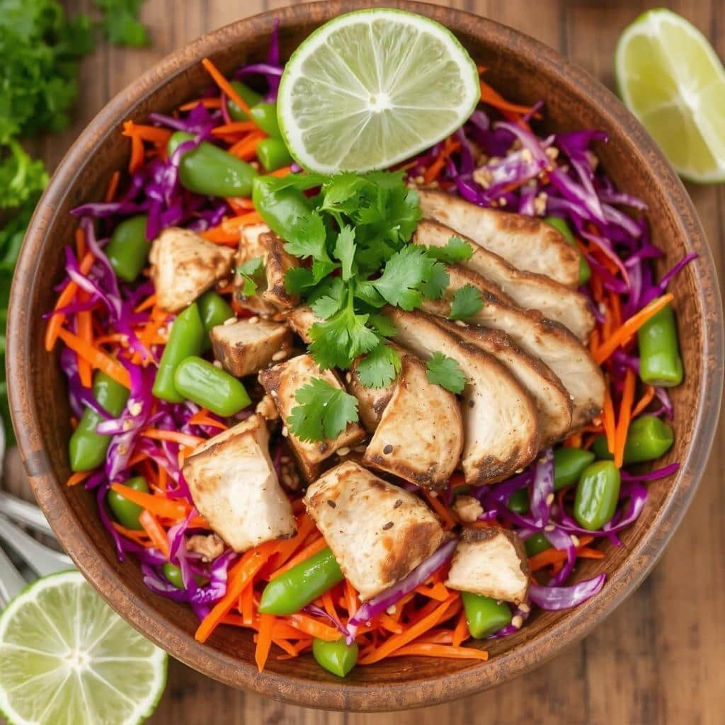 Asiatisk
Kyllingsalat oppskrift: Smakfull rett med sprø grønnsaker og aromatisk
dressing