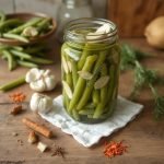 Hjemmelaget syltede grønne bønner oppskrift, Syltede grønne bønner med eddik, Enkle hjemmelagde syltede grønnsaker oppskrift, Hvordan sylte grønne bønner hjemme, Grønne bønner med krydder i glass, Syltede bønner med hvitløk og dill, Hjemmesyltede grønne bønner på kjøkkenet, Sunn oppskrift på syltede grønnsaker, Lag sprø syltede grønne bønner enkelt, Syltede grønne bønner med chili og eddik, Tradisjonell oppskrift på syltede grønnsaker, Grønnsakssylting for vinterlagring hjemme, Lær å sylte grønne bønner selv, Syltede bønner med eddik og sukker, Tips for perfekte syltede grønnsaker, Enkel guide til grønnsakssylting hjemme, Syltede grønne bønner for vintermåltider, Krydret syltede grønne bønner oppskrift, Feil i sylting av grønne bønner, Hvordan unngå bitterhet i syltede bønner.