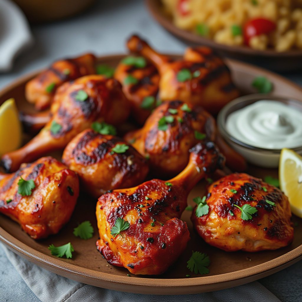 Saftig tandoorikylling med frisk yoghurtdressing og sitron