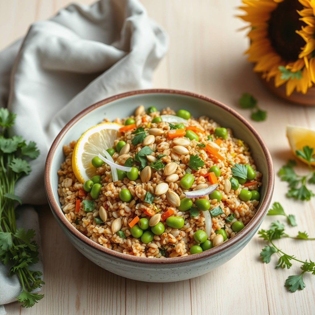 Speltsalat med edamame og vårløk – fargerik, proteinrik og mettende