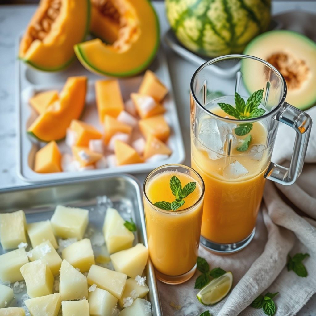 Fløyelsmyk melon-smoothie med mynte og lime – iskald og forfriskende