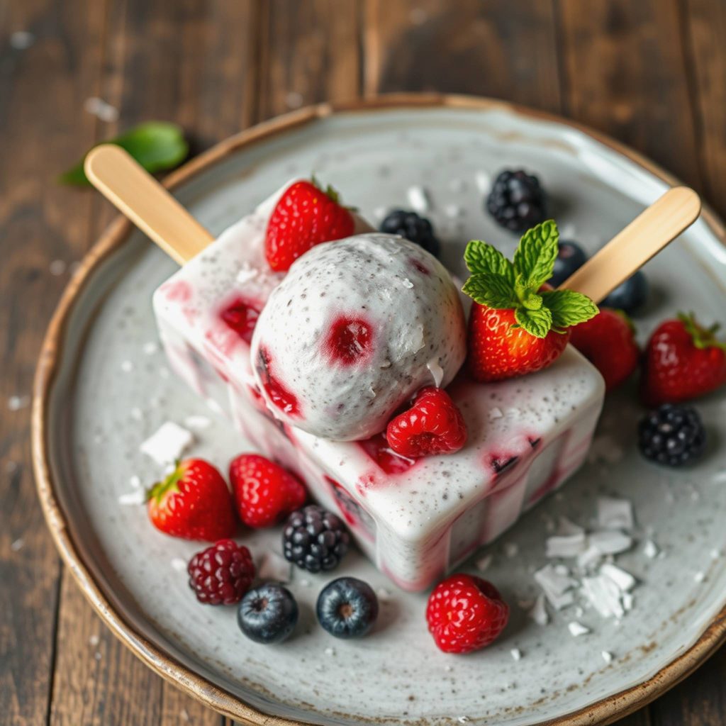 Kremet chia-is med vanilje og bær – frisk, naturlig og mettende